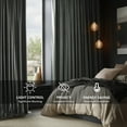 thumbnail image 2 of Half Price Drapes Signature Natural Grey Velvet Blackout Curtains For Bedrooms (1 Panel), 50WX 84L, 2 of 11