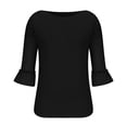 thumbnail image 6 of SDNall Ruffle Blouse for Women Short Sleeves 3/4 Sleeves Casual Tops Pullover Blouse T-Shirt (Black,Sizes:S-2XL), 6 of 9