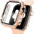 thumbnail image 2 of Recoppa Bling Rhinestone Case Protector w/ Tempered Glass Compatible with Apple Watch Case Protector 38m 40mm 41mm 42mm 44mm Series 6 7 8 9 3 4 5 SE 1 2 Full Cover Bumper for iWatch Women Girls, 2 of 9