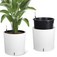 thumbnail image 1 of Self-Watering Tall Round Planters, Set of 2 – 20" Large White Flower Pots with Built-in Drainage, Water Level Monitor & Wheels – Indoor/Outdoor Use for Living Room, Patio, Garden, Office, 1 of 8