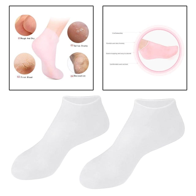 ziyahi Soft Silicone Gel Socks Toe Moisturizing Foot Care Socks Protection Foot Toe Socks Care Soft Silicone Gel Protector White M