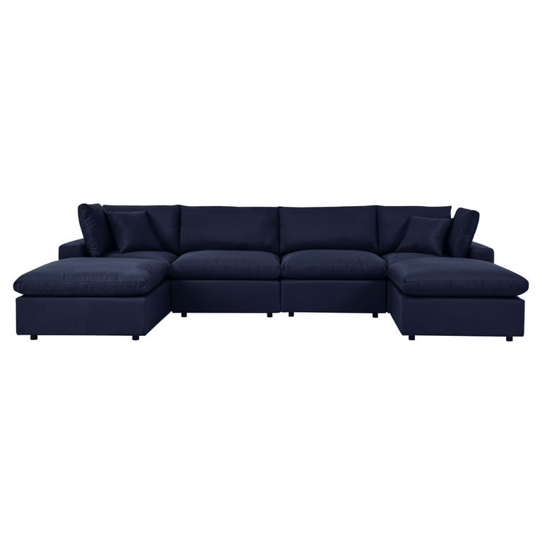 Modular Lounge Sectional Deep Sofa Set Blue Navy Fabric Modern Contemporary Outdoor Patio Balcony Cafe Bistro Garden Furniture Hotel Hospitality Walmart