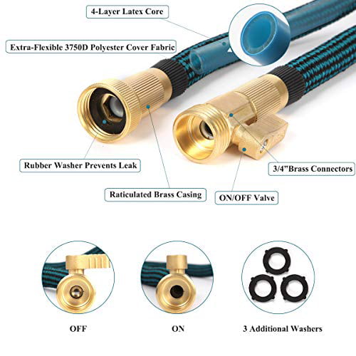 BOIROS Garden Hose Expandable 100FT Flexible Leakproof Hose Pipe with Durable Latex Core/Solid Brass Connector/9 Patterns Water Spray Gun/Kink Free Expanding Lightweight Retractable Water Hose