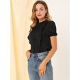 thumbnail image 4 of INSPIRE CHIC Women's Mock Neck Sleeveless Lace Work Office Button Down Shirt, 4 of 6