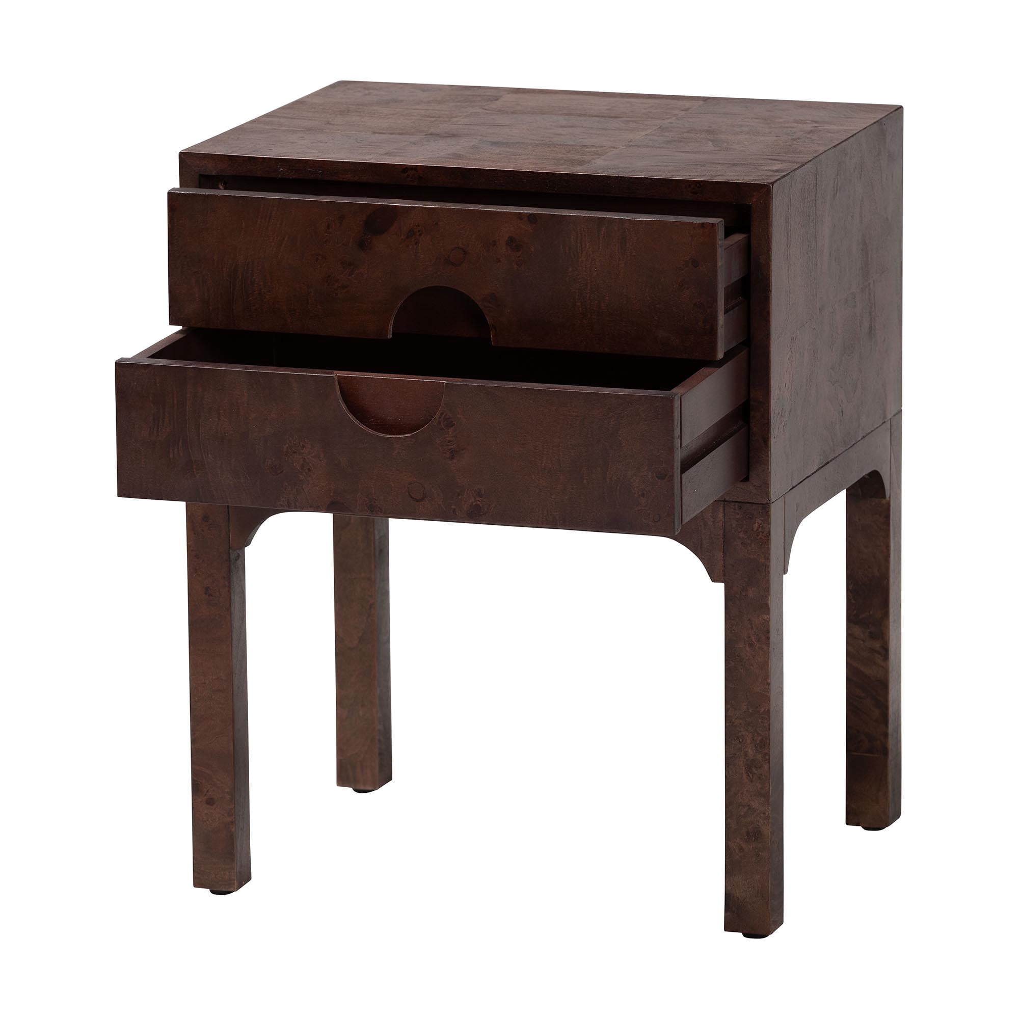 bali & pari Kayla Modern Nightstand, 2-Drawer, Dark Walnut