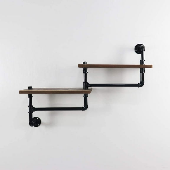 ATT Industrial Pipe Floating Ladder Shelf Rustic Vintage Display Rack Floating Cloth Rack Towel Bar Corner Shelf