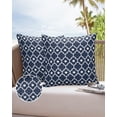 thumbnail image 6 of Pack of 2 Outdoor Pillow Covers, Indigo Moroccan Tile Pattern Waterproof Square Throw Pillowcase Cushion Decorative Pillow Covers for Couch Patio Tent, 26x26 in, 6 of 6