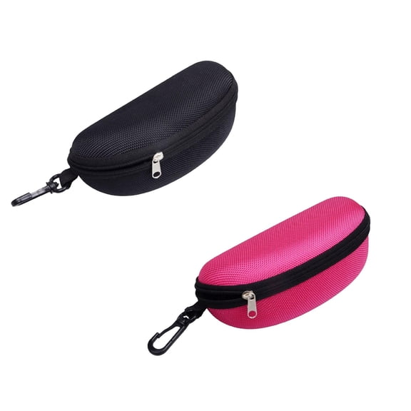 2 Pcs Large Sunglasses Case, Zipper Hard Sunglasses Cases, Portable Travel Eyeglasses Cases with Plastic Hook for Men & Women, 6.69x3.15x2.36 inch
