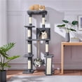 thumbnail image 2 of Yaheetech 62.6 Inch Multilevel Cat Tree with Hammock and 7 Scratching Posts, Dark Gray, 2 of 7