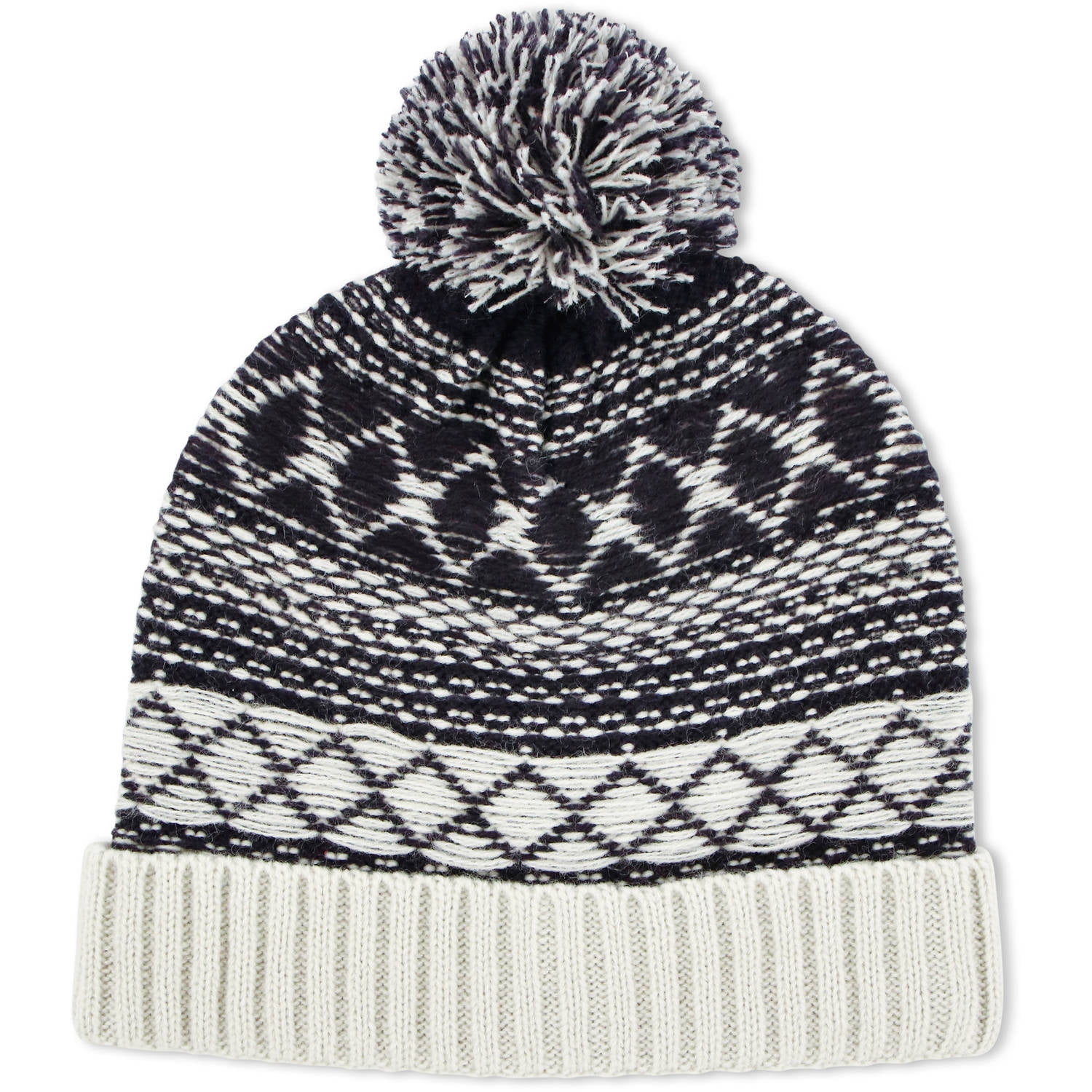 Aquarius Boys Little Blue Jaquard Pom Beanie with Gloves