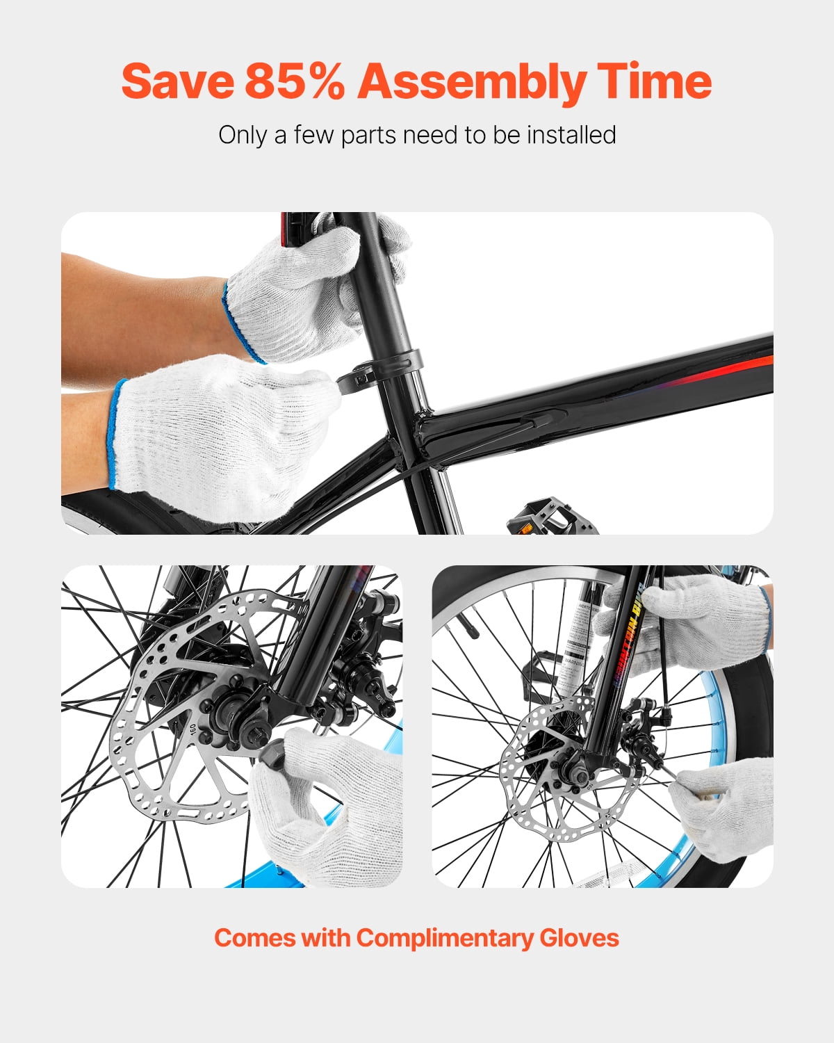 VEVOR Mountain Bike, 20 inch MTB Bicycle with 7 Speeds SHIMANO Twist Shifting, Comfort Saddle, Dual Disc Brakes, High Carbon Steel Frame, Fat Tire Sport Cycling Bicycle for Trail Snow