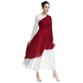 thumbnail image 5 of YiZYiF Women's Praise Dance Dress One Shoulder Flared Sleeve High Low Hem Church Worship Overlay Tunics Burgundy L, 5 of 7