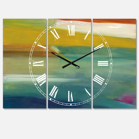 Designart 'Waterpainting Impression of Indigo And Green' Farmhouse Wall Clock