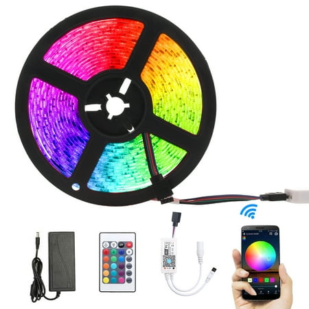 

MIXFEER 5M Smart Light Strips WIFI Control Color Changing LED 5050 RGB Compatible with Sync to Music for Rooms Party Bar Decoration Waterproof Plug