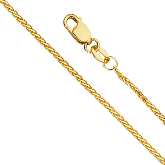 14k Yellow Gold 1.3mm Diamond-Cut Spiga Solid Wheat Chain Link Necklace 22" Jewelry Female Unisex