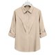 thumbnail image 5 of Camisas de Manga Larga para las Mujeres Blusa de Túnica de Imitación de Botón de Solapa de Ajuste Suelto con Tela Suave, Top de Verano Transpirable para Uso Diario Informal, 5 of 7