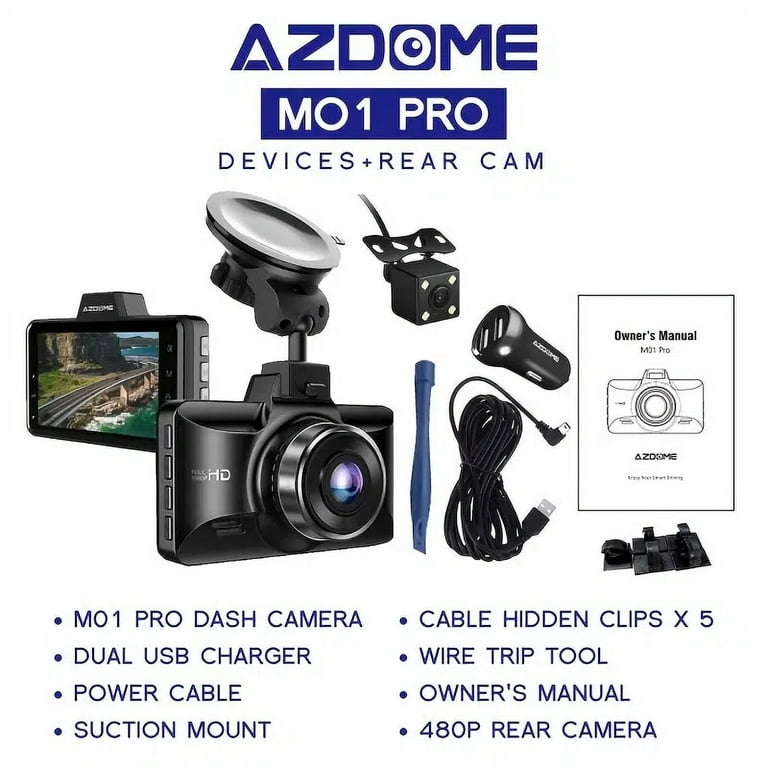 AZDOME M01PRO 1080P Full HD Dual Channel Front And Rear Dash