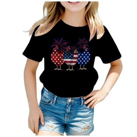 

Kid Independence Day Theme Fashion Part Print Short Sleeve Round Neck T Shirt Skin-Friendly Baby Boys Girls T Shirts Clothes