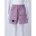 thumbnail image 6 of iiniim Girls Kids Pull On Cargo Dungarees Shorts with Pockets Athletic Shorts Casual Daily Wear Purple 6-7, 6 of 7