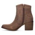 thumbnail image 5 of Dirty Laundry Unite Brown Chunky Block Heel Zipper Metallic Western Ankle Boots (Brown, 9), 5 of 5