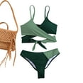 thumbnail image 4 of Sakmal Womens Bikini Sets Push Up High Waisted Swimwear Green Color Block Beach Swimsuits for Women L, 4 of 8