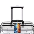 thumbnail image 3 of Rocae Red And Blue Flame Waves for Leather Luggage Baggage Tags ID Label Privacy Cover ID Label with Stainless Steel Loop and Address Card, 3 of 5