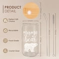 thumbnail image 3 of Vaso de cristal SANDJEST Mama Bear con tapa de bambú, 473 ml, pajita, 3 of 8