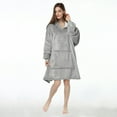 thumbnail image 3 of Wearable Blanket Hoodie, Oversized Sherpa Fleece Sweatshirt Blanket with Giant Hood Pocket and Sleeves for Adult, Warm & Cozy Grey Blanket, 3 of 6
