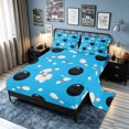 thumbnail image 2 of meiyoeat Cartoon Bowling Sport Bed Sheets for Boys, Blue Stars Print Full Size Sheets, 4-Piece, 1 Flat Sheet, 1 Fitted Sheet and 2 Pillowcases, 2 of 5