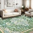 thumbnail image 3 of Findosom 8'x10' Vintage Boho Area Rug, Machine Washable Rugs Non Slip Distressed Indoor Rug,Large Retro Area Rug Floor Carpet for Bedroom Dining Room Entryway Office Decor,Green, 3 of 8