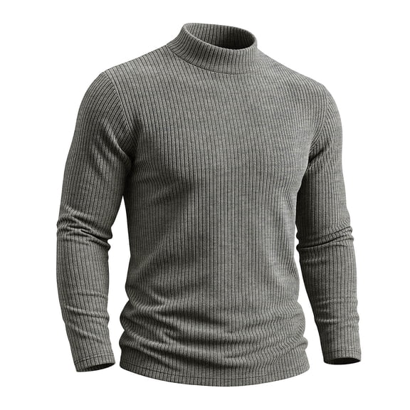 FSYBOA Men's Crewneck Sweaters Size L, Knitted Comfortable Casual Long Sleeve Pullover Tops Gray