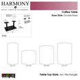 thumbnail image 3 of 45X60 Large Arc Rectangle Shaped Coffee Table Double Post Metal Base, 3 of 5