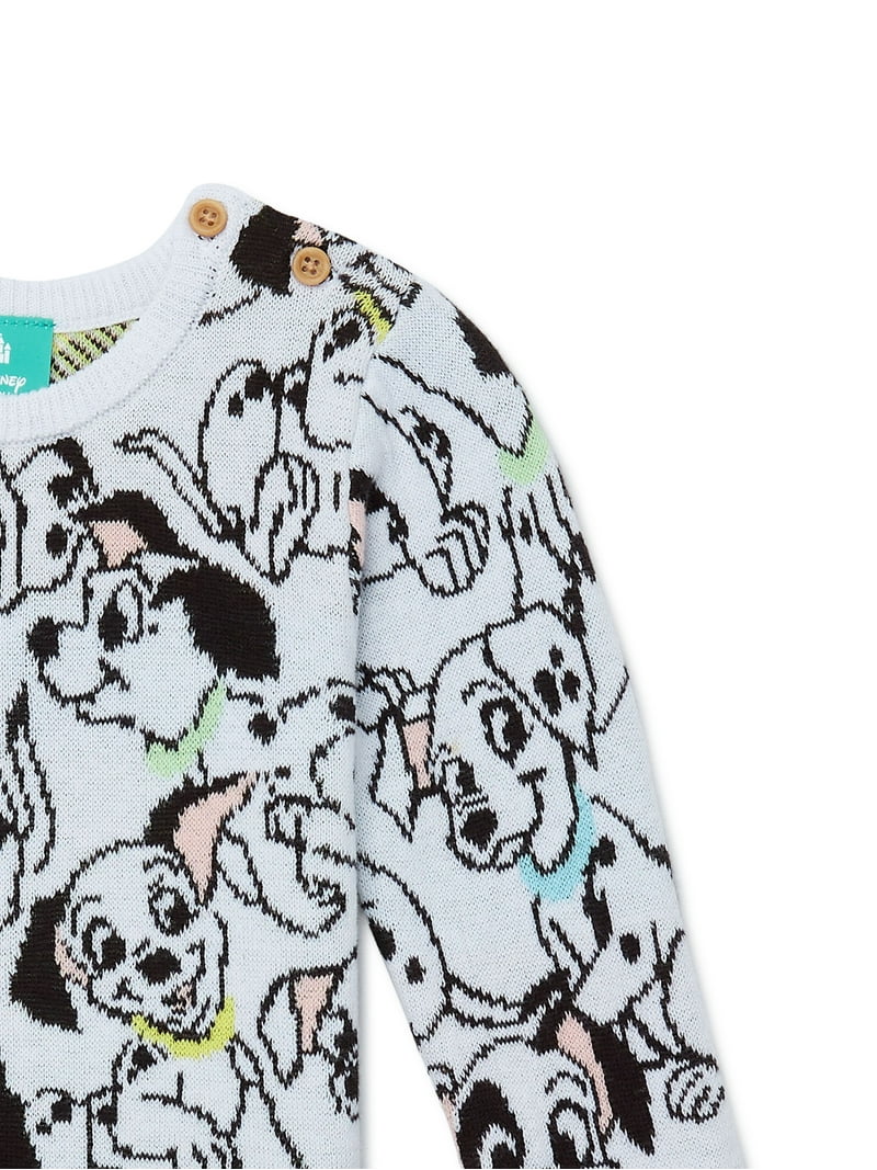 Disney Classics 101 Dalmations All Over Jacquard Knit Crew Sweater