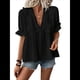 thumbnail image 3 of Blusa Holgada de Verano para Mujer, de Corta, Estilo Babydoll, con Cuello en V y Volantes de Lunares Negro L, 3 of 8