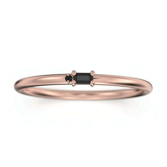 0.07ct Black Diamond Moissanite 18K Rose Gold Over Silver Morse Code Rings