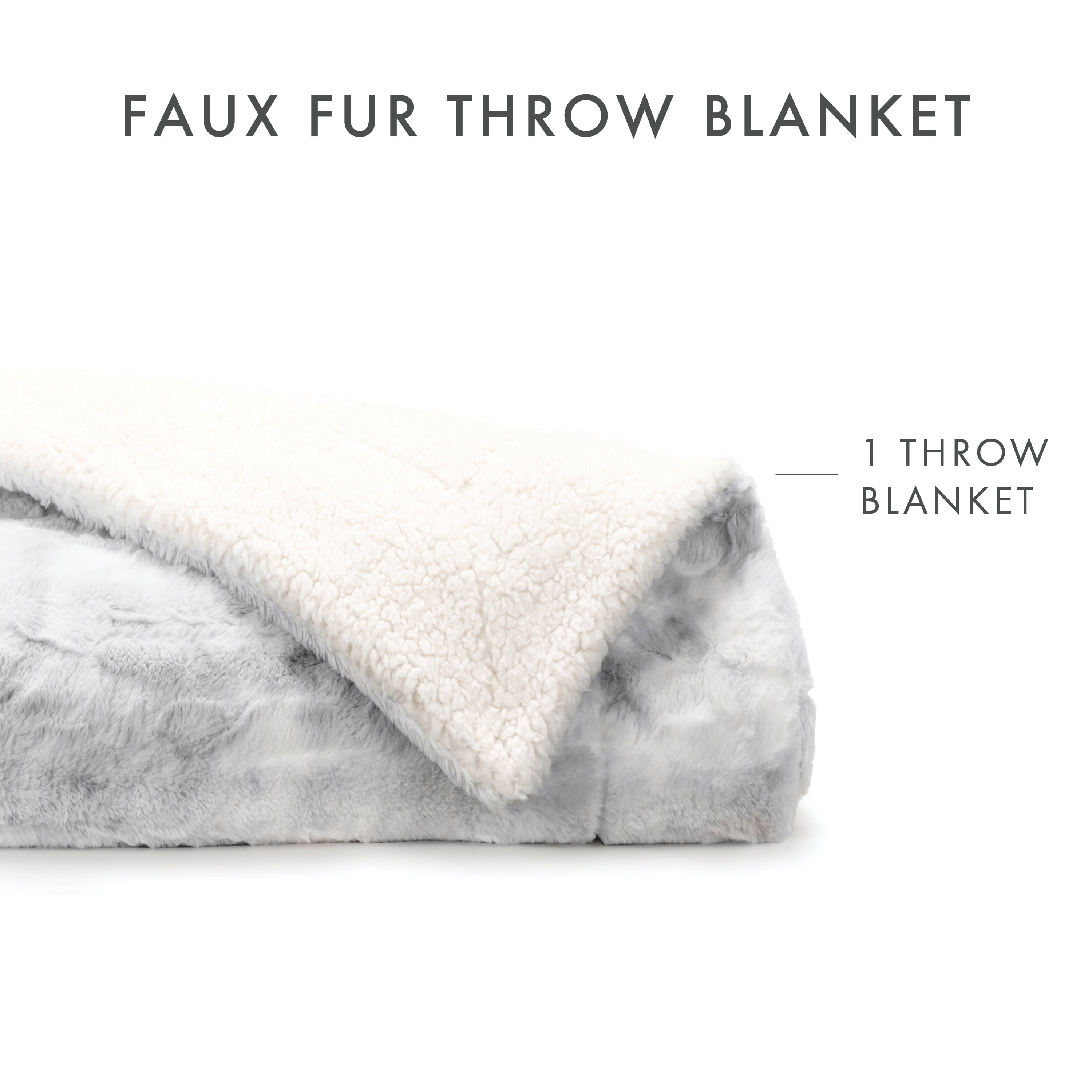 Noble Linens Faux Fur Tie Dye Throw Blanket, Light Gray, Standard Throw