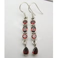 thumbnail image 2 of SilverStarJewel 925 Sterling Silver Garnet Long Dangle Earrings 1.9", 2 of 3