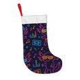 thumbnail image 3 of Flannel Christmas Stocking 17.7×11×7in Soft And Light Touch Good Socks Splicing Design Can Be Used For Hanging Neon Party Axolotls - 80s Synthwave, 3 of 8