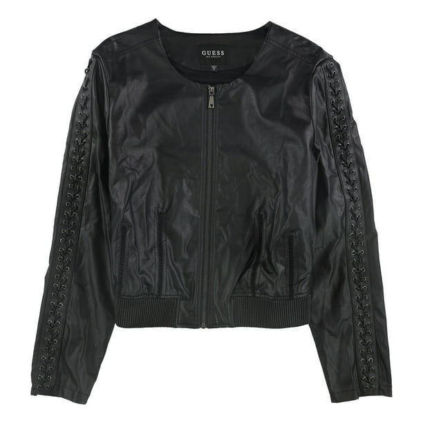 Guess women's sale black leather jacket