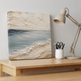 thumbnail image 4 of Heavy Impasto Ocean Canvas Wall Art for Living Room Bedroom Bathroom, Coastal Blue Textured Ocean Beige Beach Canvas Art Wall Decor, Artwork for Walls Home Office Decor, 12"x12", 4 of 9