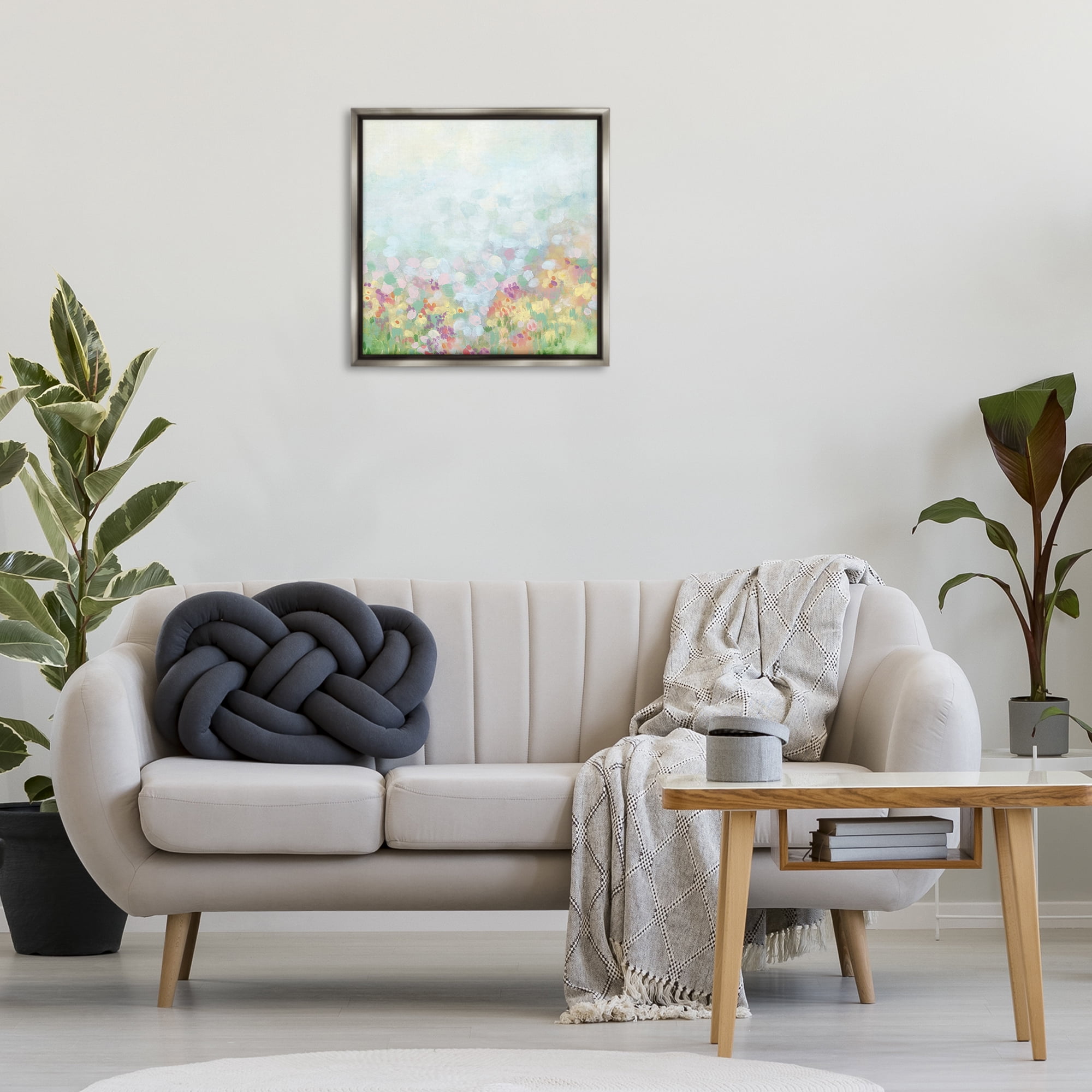 Stupell Industries Abstract Soft Meadow Abstract Painting Gray Floater Framed Art Print Wall Art, 25 x 25