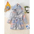 thumbnail image 3 of WIBACKER Fleece Bathrobe for Boy Girl Toddler Kids Cartoon Ear Hooded Towels Spa Beach Plush Robe, 3 of 10