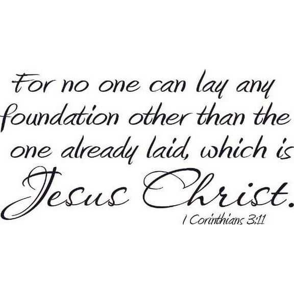 1 Corinthians 3:11, Bible Verse Vinyl Wall Decal by Scripture Wall Art, 11"x22" Black, Christian