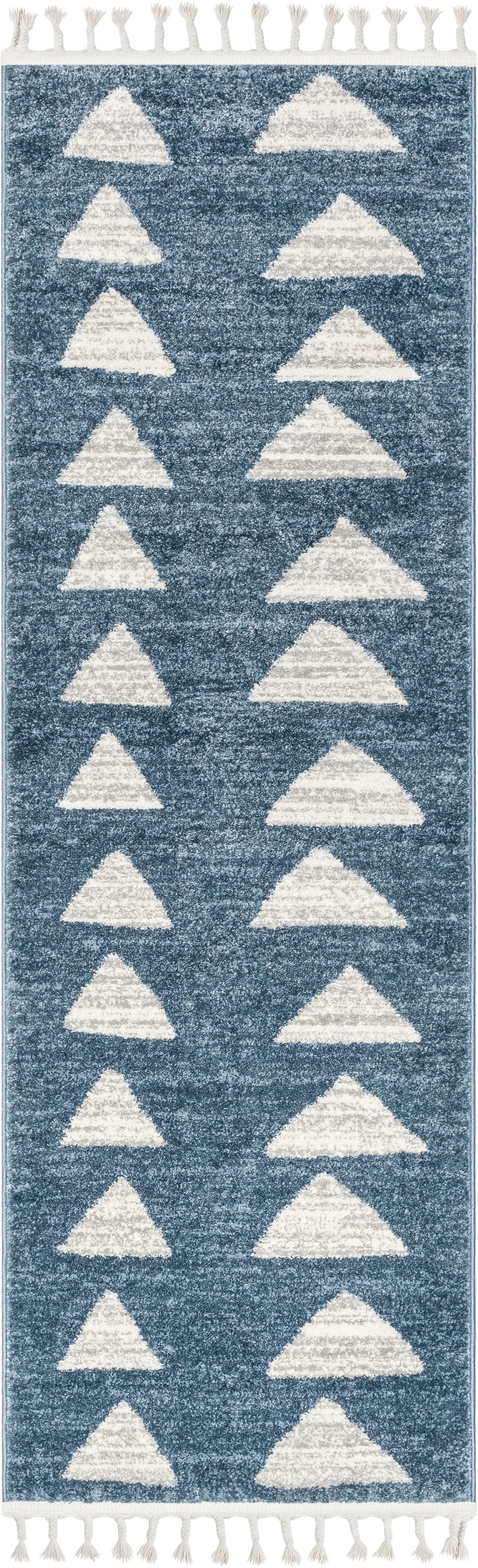 Well Woven Kennedy Triangles Modern Geometric Kids Blue 2'3" x 7'3" Runner Rug
