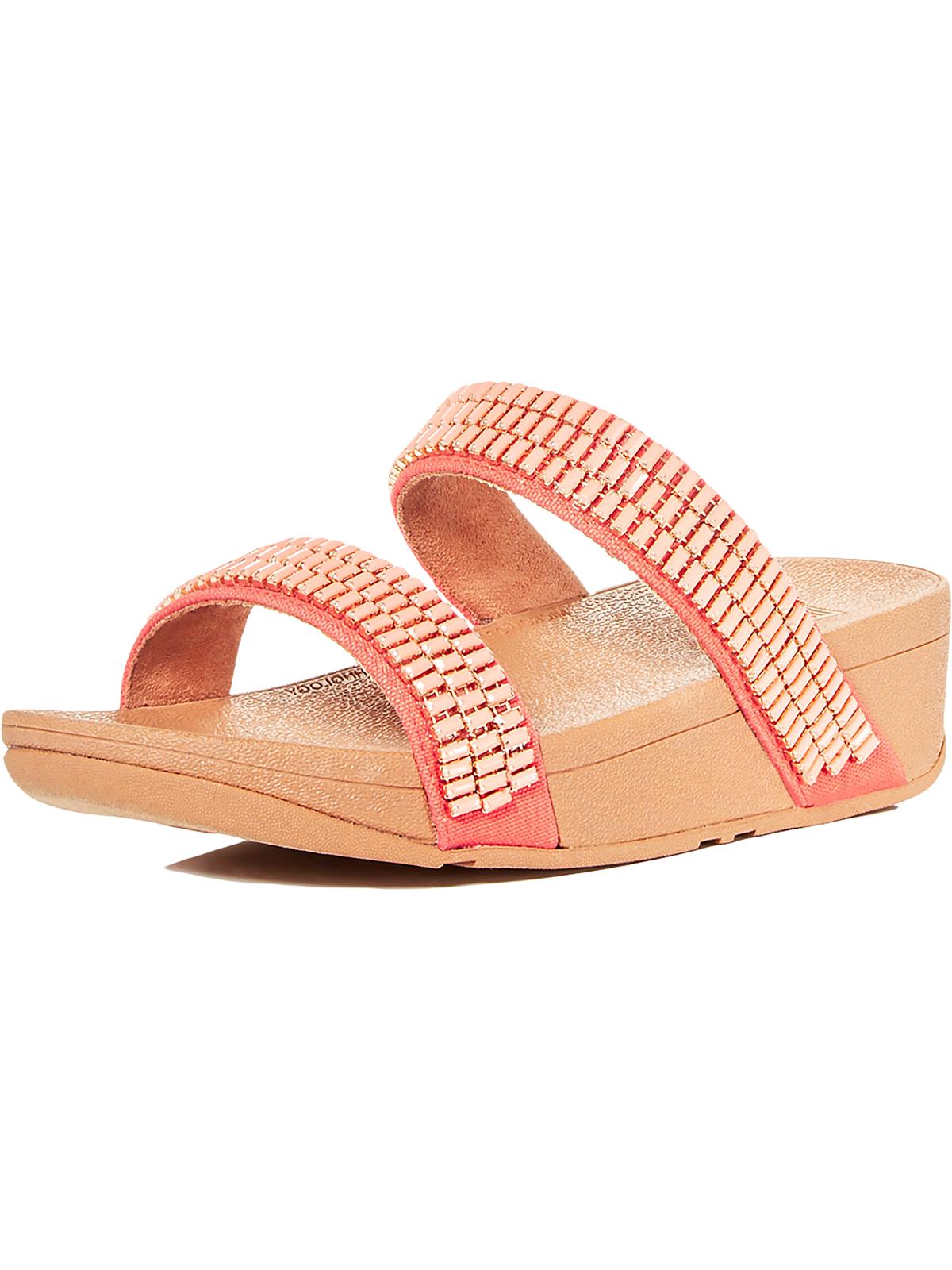 Fitflop Womens Lottie Crystalstone Canvas Slide Sandals Pink 8 Medium (B,M) - Walmart.com