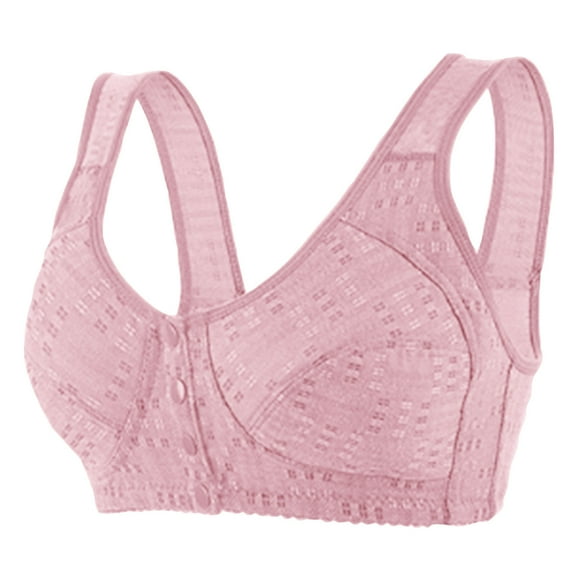 Bigersell Halter Bra Front Snap Closure V-Neck Wire-Free Bra Support Women Supportive Sports Bras Balconette Bra Style R-26 Basic Bra Strap Nylon Full-Coverage Bra Everyday Bras Underwear Pink XL