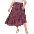 thumbnail image 2 of DARING DIVA Women's Plus Skirts Floral Stretchy Waist Layered Maxi Skirt 2XL Black, 2 of 6
