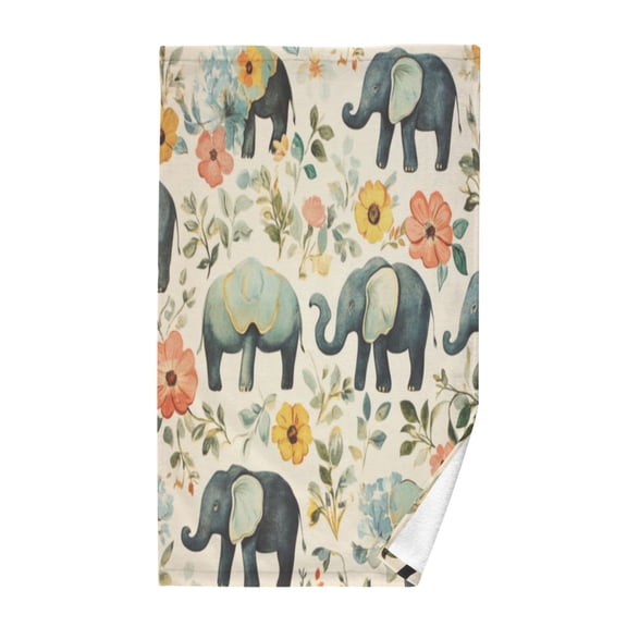 Pure Cotton Face Towel 16x28 Inches Hand Towel Bath Towel Hand Bath Towels Soft Good Water Absorption for Washing Face Wiping Face Green Elephant Pattern
