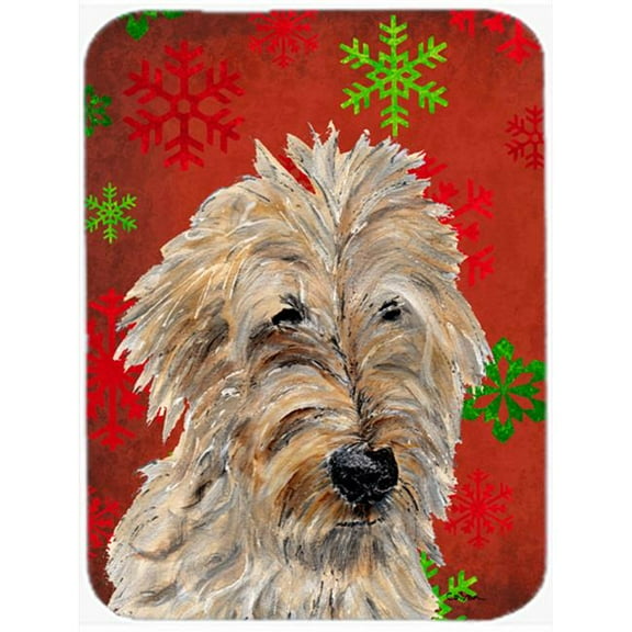 Golden Doodle 2 Red Snowflakes Holiday Mouse Pad, Hot Pad Or Trivet, 7.75 x 9.25 In.