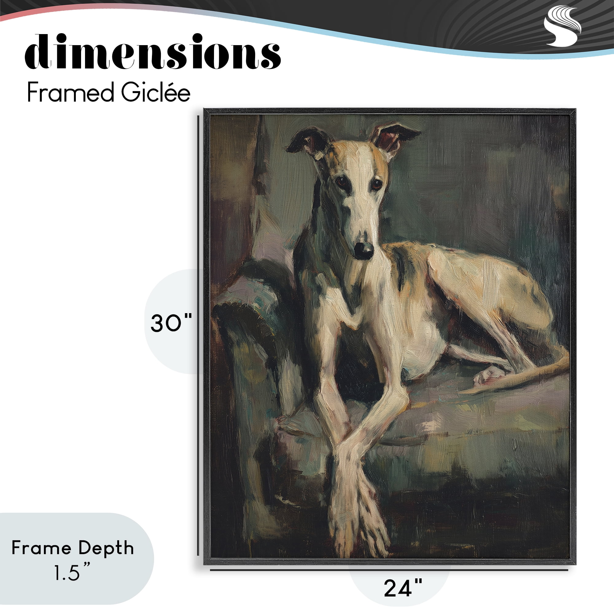 Stupell Industries Regal Comfort Whippet Dog Black Framed Giclee Art, design by Svetlana Aleynikova